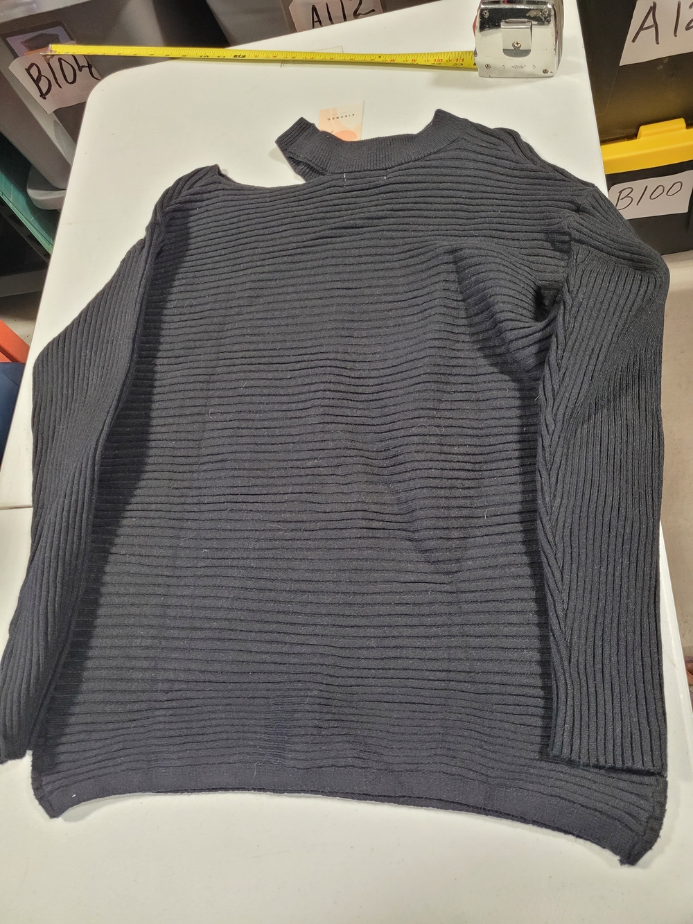Ribbed Mock Neck Sweater in Charcoal by EILEEN FISHER - Picture 3 of 4